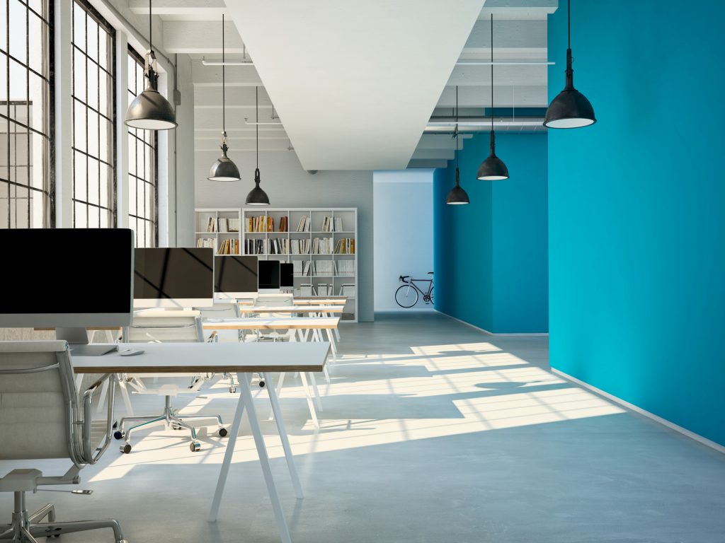 Blue color office design 