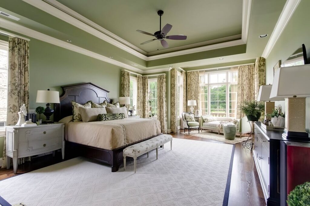 Green and White Bedroom