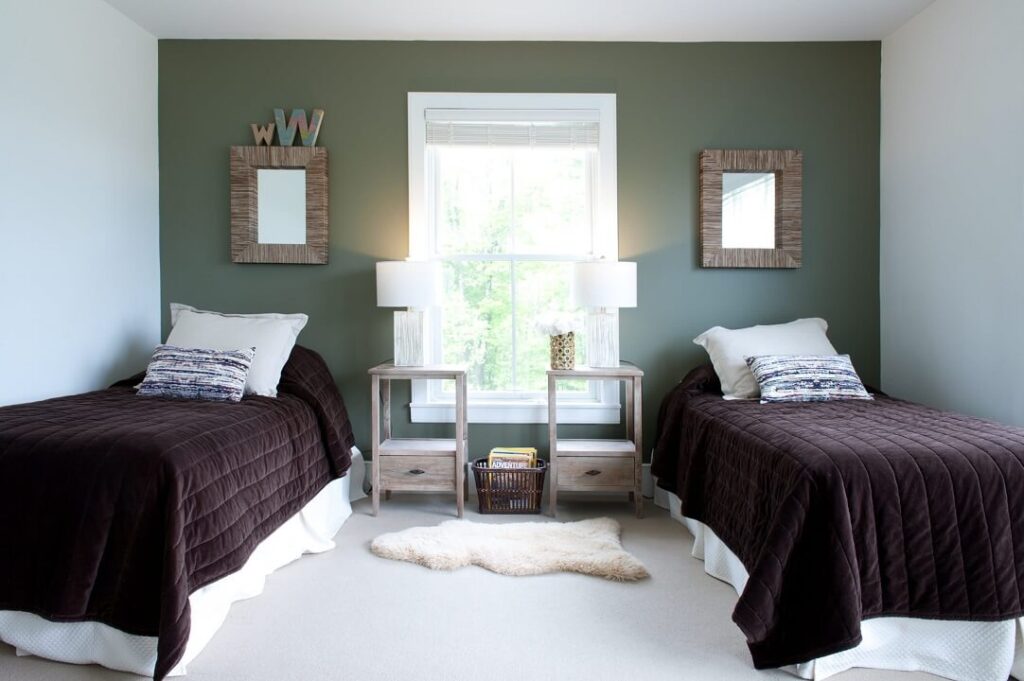 Sage Green and Black Bedroom